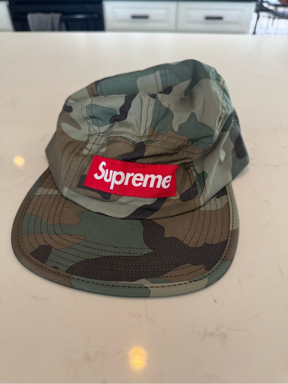 Supreme Red Box Logo Camo 5-Panel Cap